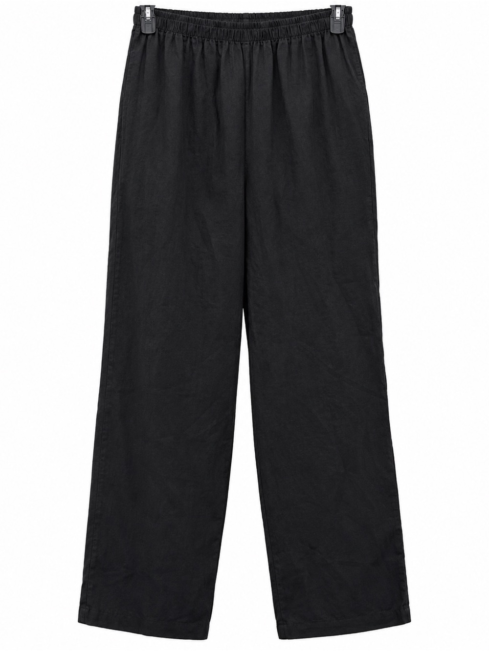 bryn Walker Black Wide-Leg Elastic-Waist Pants